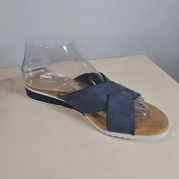 Chaps Women's Olessia Blue Faux Suede Wedge Sandals Slip-On Size 9 - Picture 6 of 8